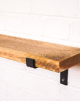 Thick antique looking radiator shelf at 165mm wide with propped metal brackets
