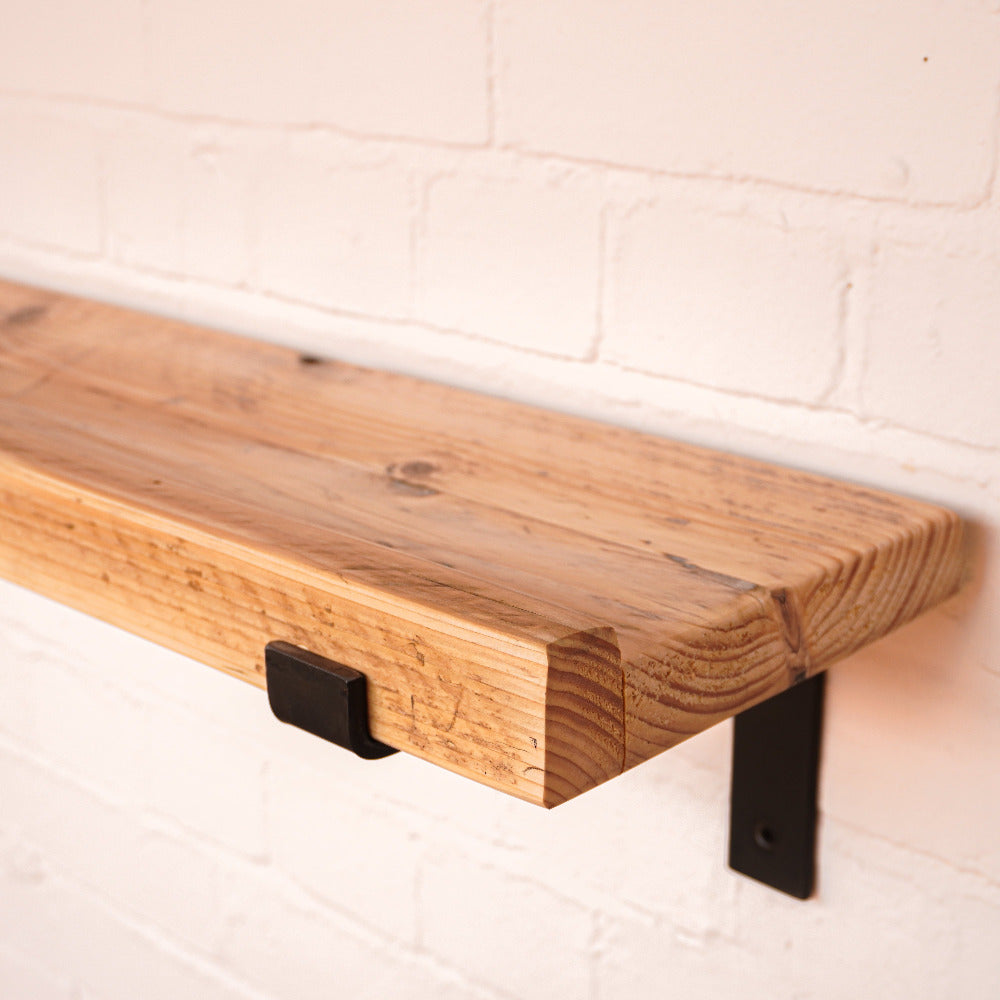 Reclaimed Rustic Wooden Picture Shelf Kit (225mm width) - Propped Bracket