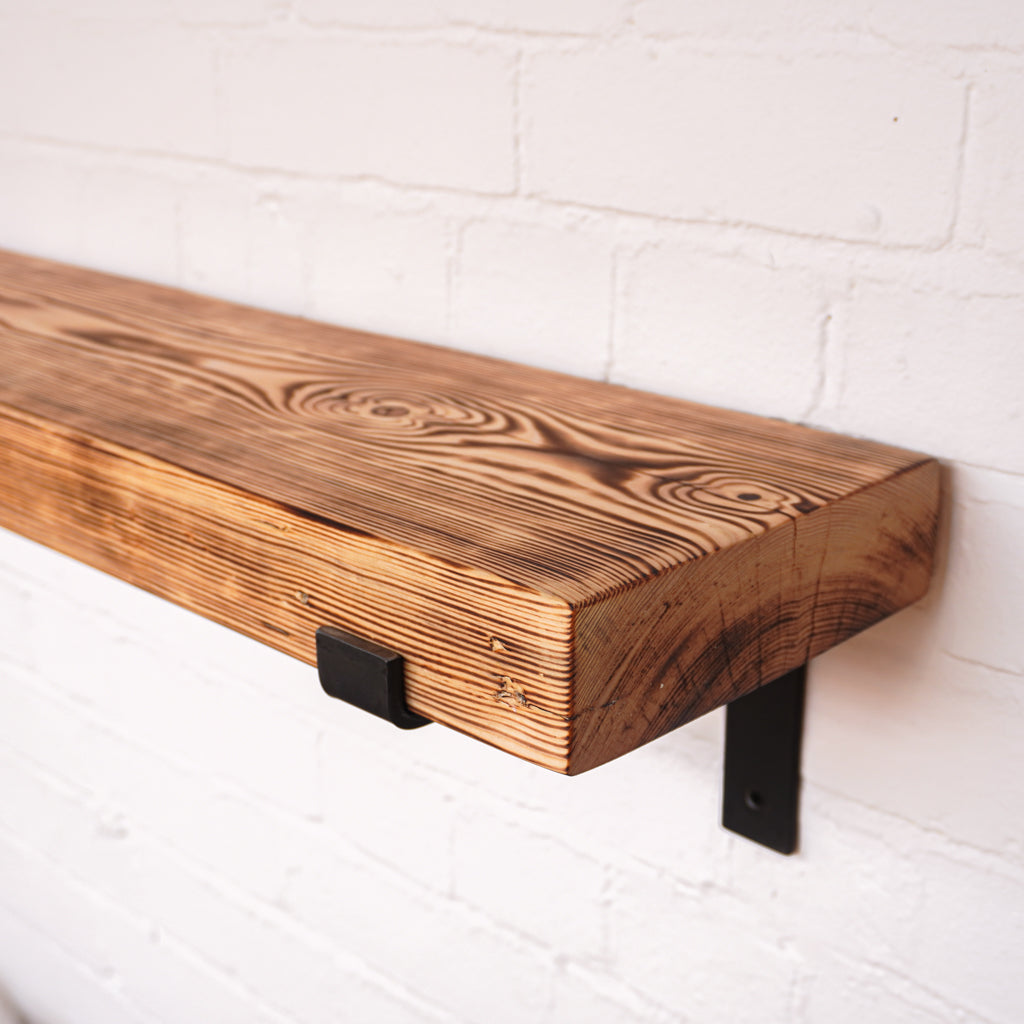 Reclaimed Rustic Chunky Wooden Shelf Kit (225mm width) - Propped Bracket