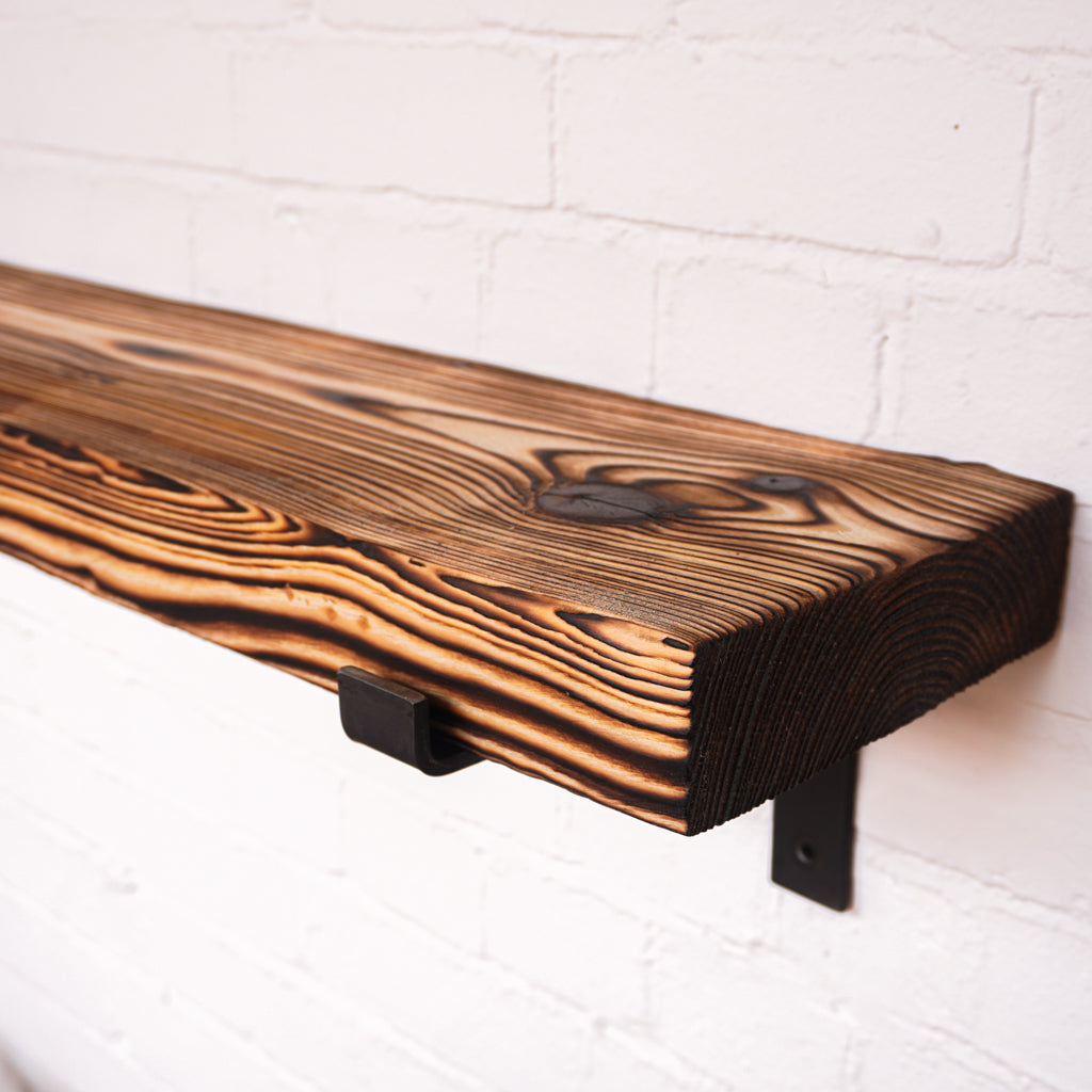 Reclaimed Rustic Chunky Deep Shelf Kit (300mm width) - Propped Bracket