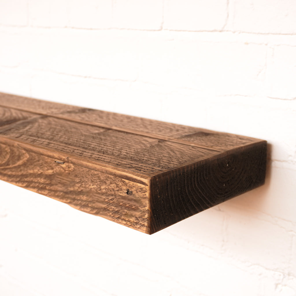 Chunky reclaimed scaffold board with jacobean danish oil