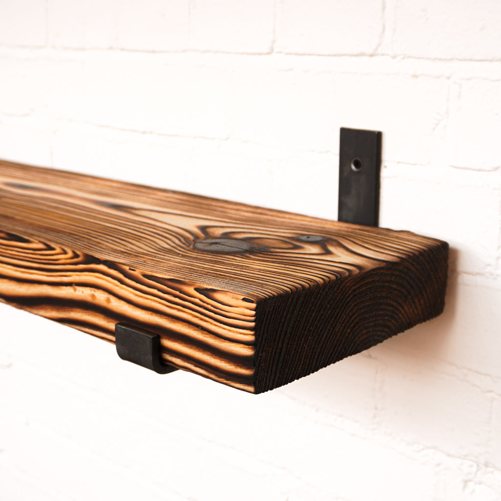 Reclaimed Rustic Chunky Deep Shelf Kit (300mm width) - Hanging Bracket