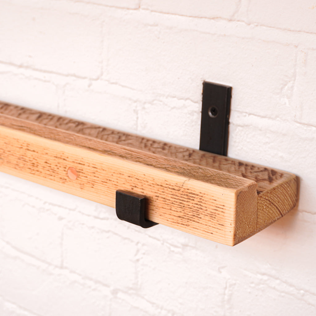 Reclaimed Rustic Narrow Picture Shelf Kit (110mm width) - Hanging Bracket
