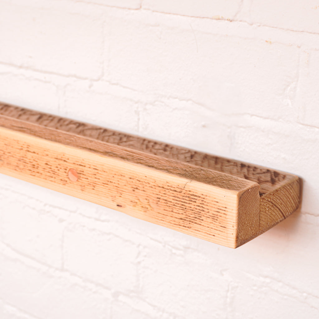 Reclaimed Rustic Floating Narrow Picture Shelf Kit (110mm width)