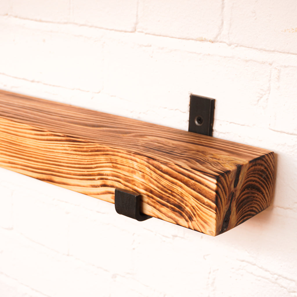 Reclaimed Rustic Chunky Narrow Shelf Kit (110mm width) - Hanging Bracket