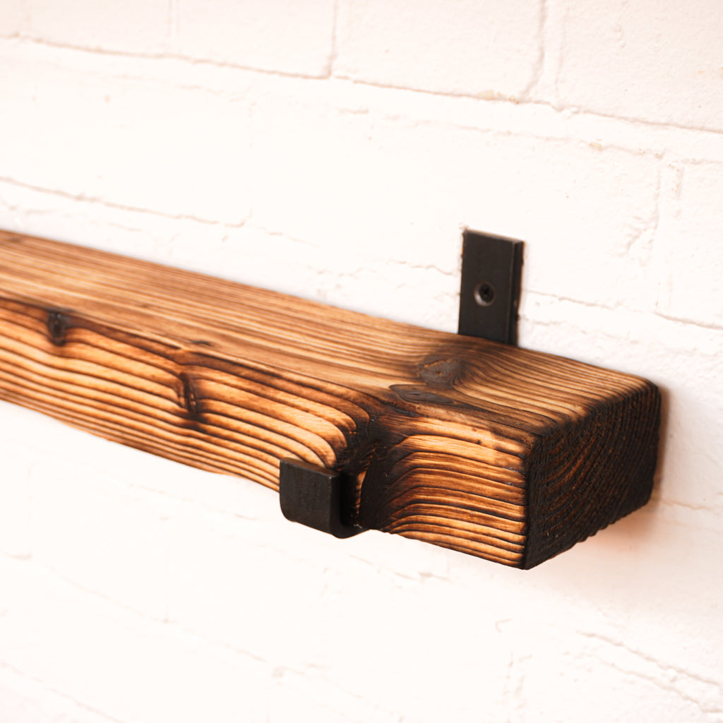 Reclaimed Rustic Chunky Narrow Shelf Kit (110mm width) - Hanging Bracket