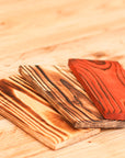 Palletwood Samples in a flamed finish