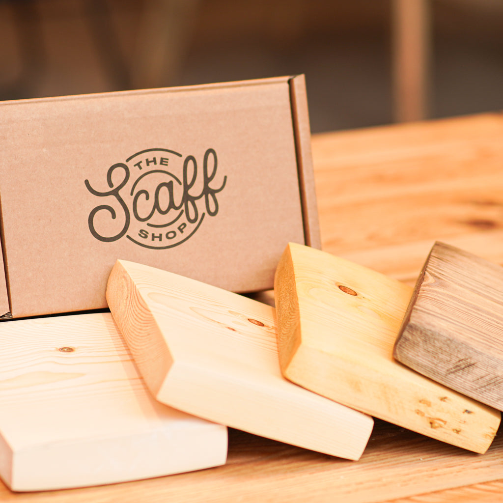 New scaffold board samples with our danish oil options