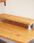 Wooden monitor stand with metal base