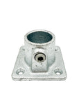 Metal bracket with threaded hole on a white background