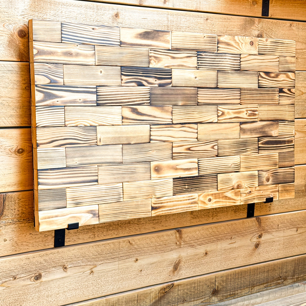Flamed wood cladding