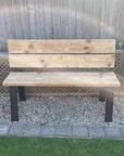 Re purposed timber making a seat for outdoor leisure area