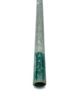 A used scaffolding tube, made of galvanised steel.