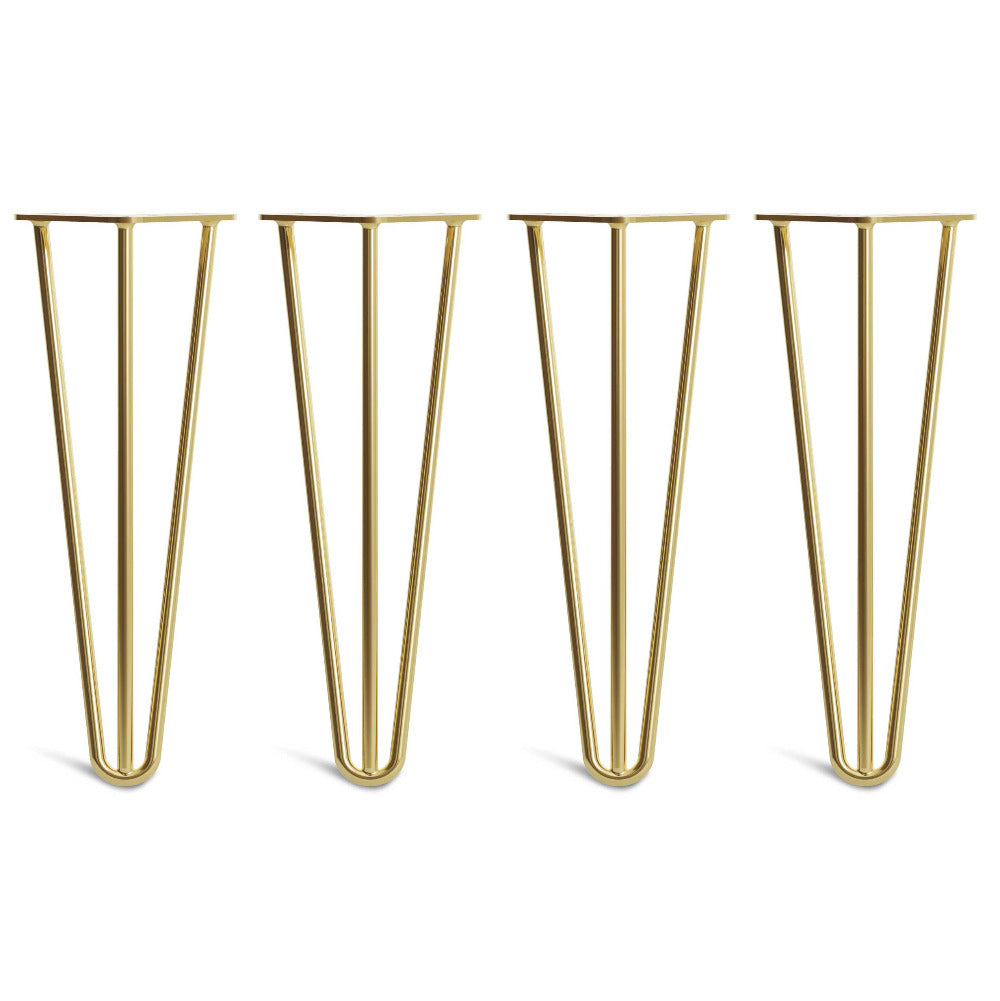 35cm 14inch hairpin legs in 3 rod brass