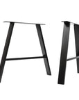 A shaped black coated steel table legs