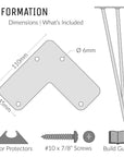 Dimensions diagram for 86cm 34inch hairpin legs