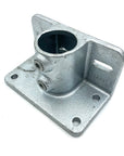 Base plate fixing for metal poles and screw fix points with additional tie through slots