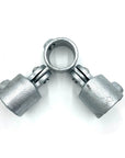 triple connection for poles, with swivelling connection point
