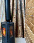 Scaffold boards rip cut in to thin battens and used for cladding