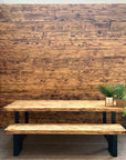 Flamed finish effect for scaffold board wall