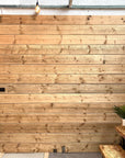 Effective finish with sanded and oiled reclaimed timber on wall as cladding