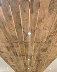 Pallet wood cladding used as ceiling