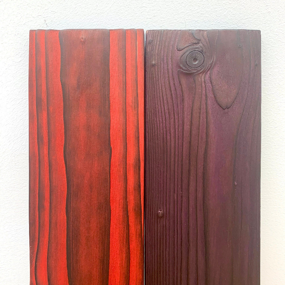 Coloured and dyed finished on pallet wood, for internal or external cladding