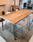 Reclaimed timber scaffold board made in to a beautiful dining table