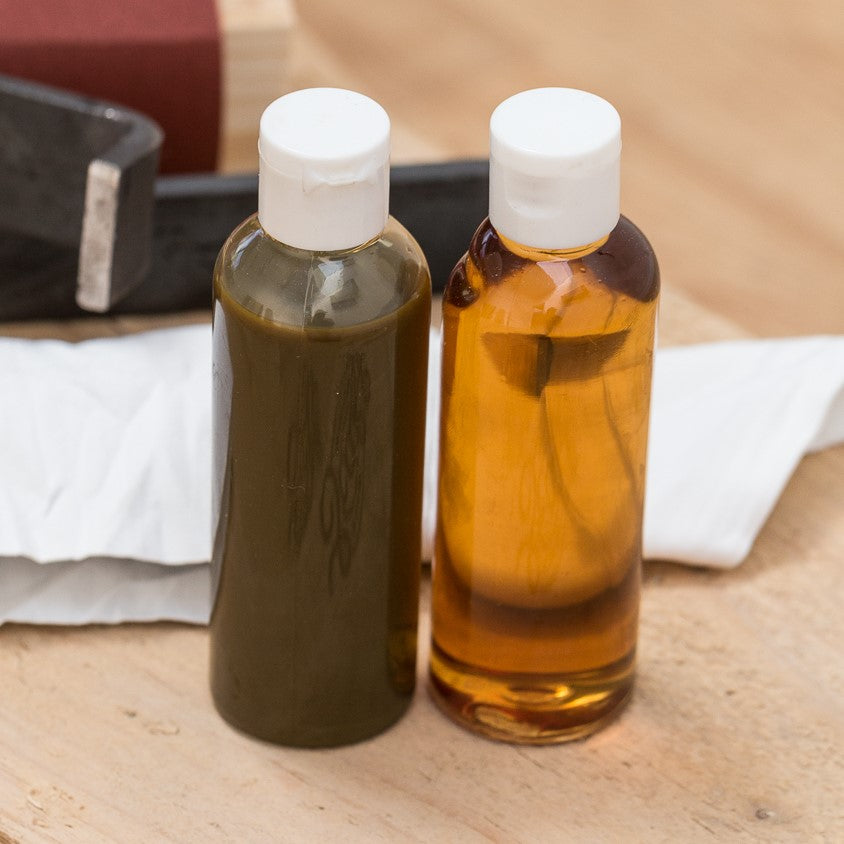 Danish Oil for Reclaimed Wood, in natural and antique options in 100ml bottles