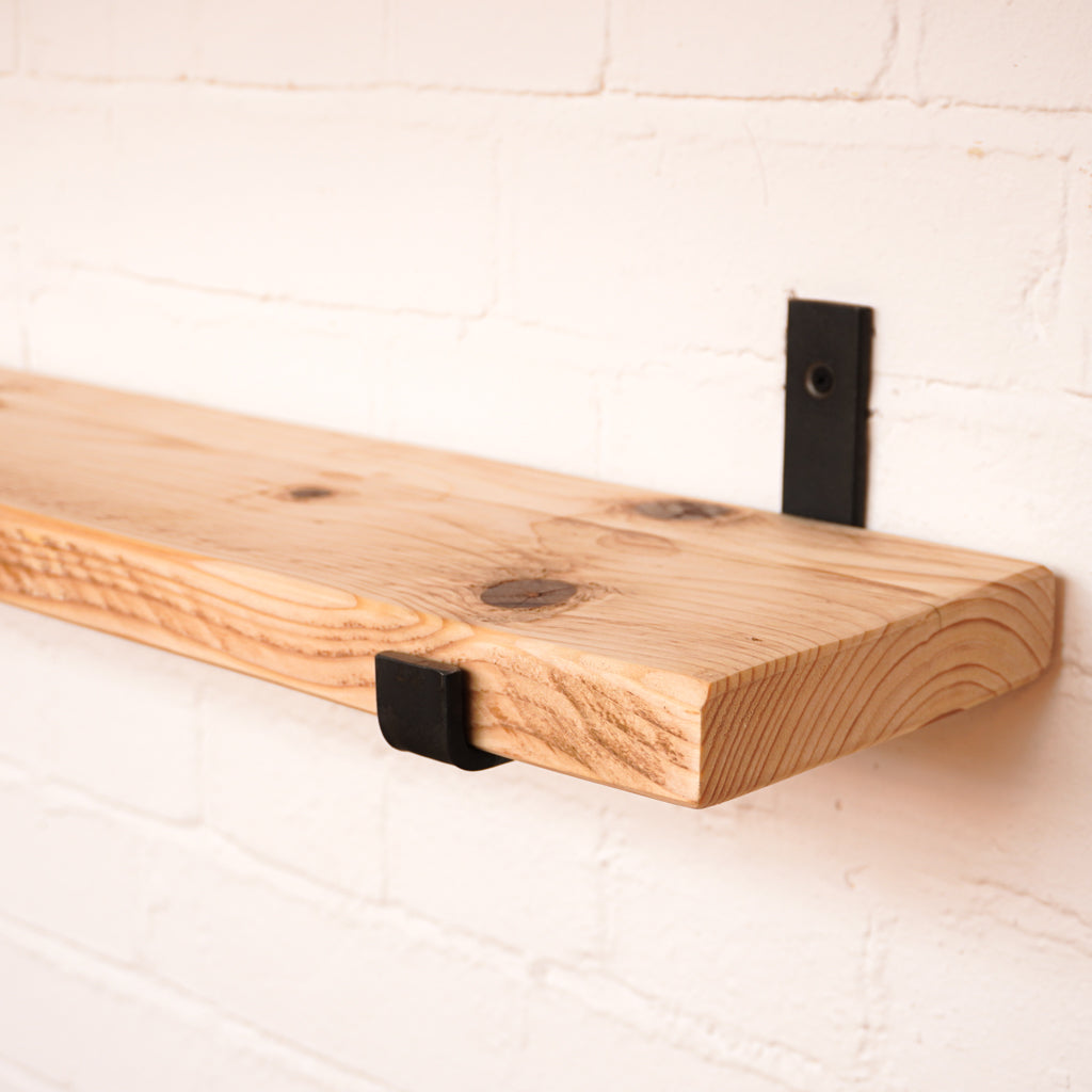 Hand sanded wooden radiator shelf with metal hanging brackets