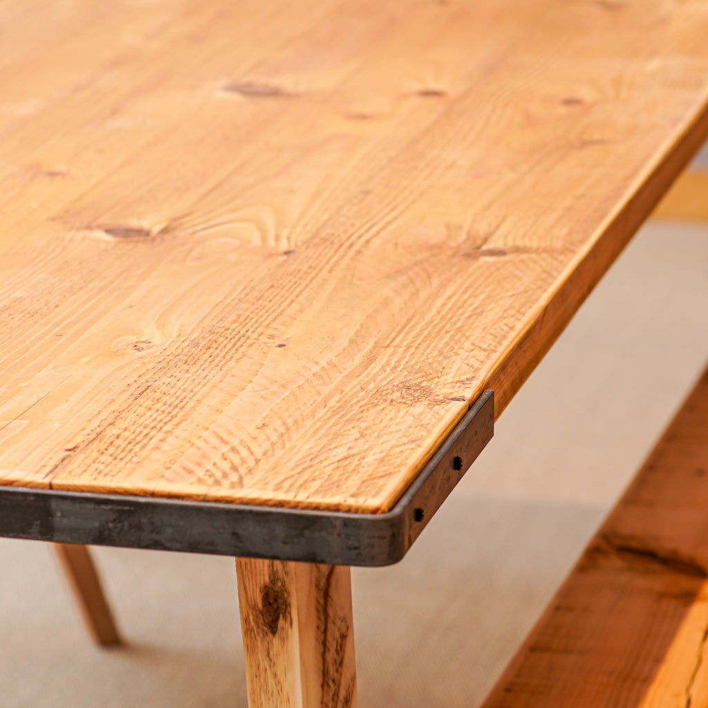 Reclaimed wood straight plank store table tops