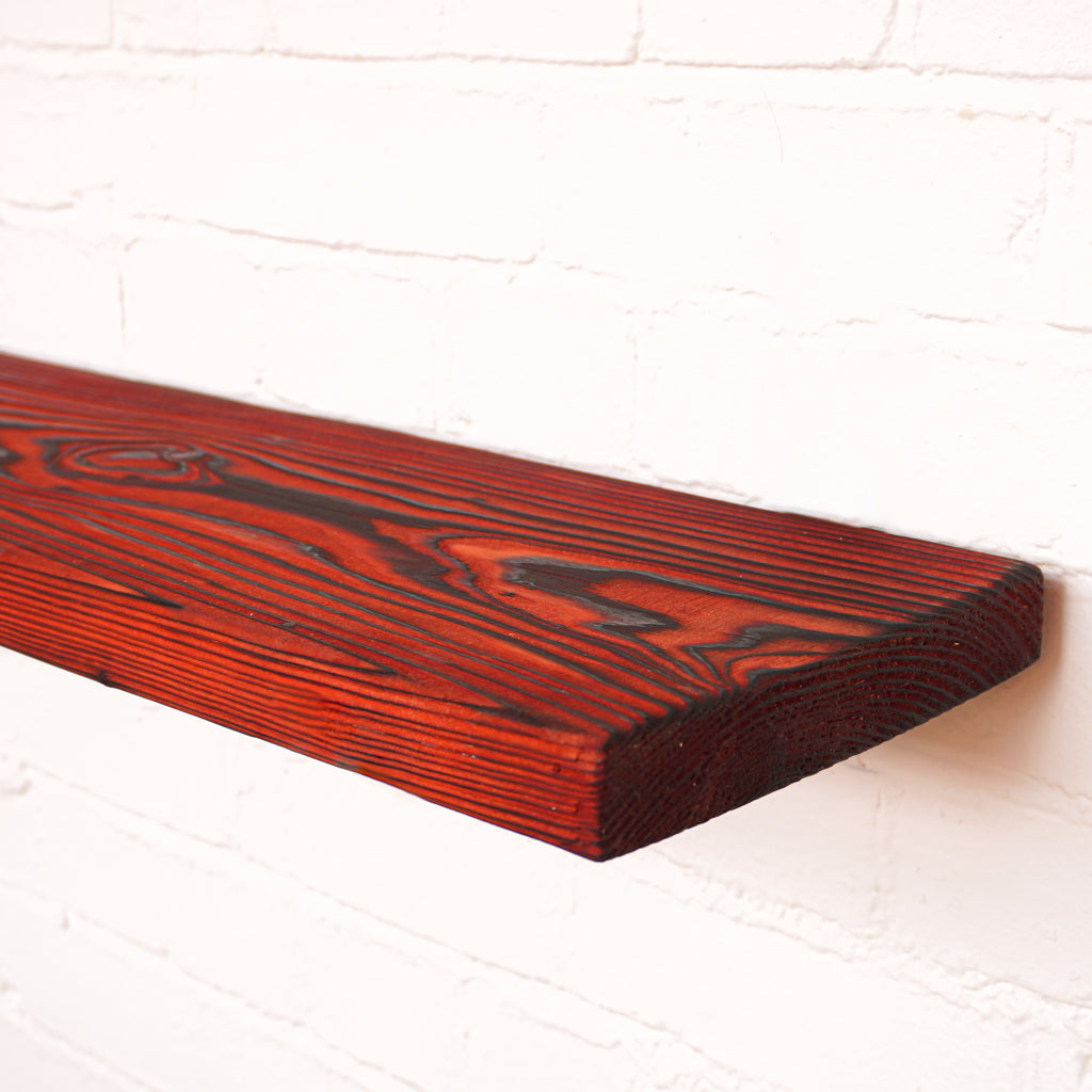 Charred and Coloured scaffold board in reclaimed timber