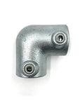 Right angle fixing connector for metal poles and tubing