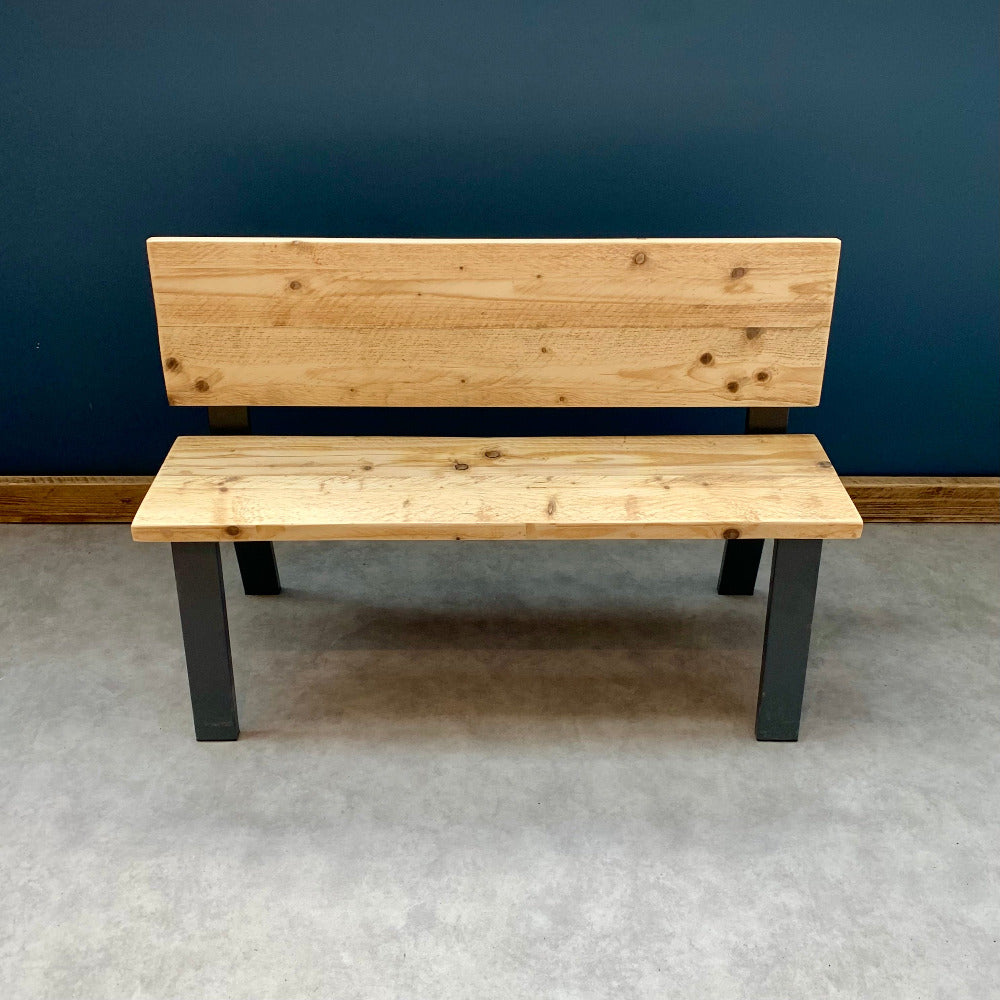 Scaffold Board Bench with metal frame legs