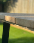 Beautiful end grain on a scaffold board table for outside garden parties