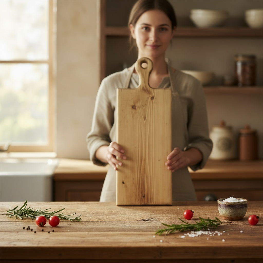 Stunning Scaffold Chopping Board being held by a beautiful woman
