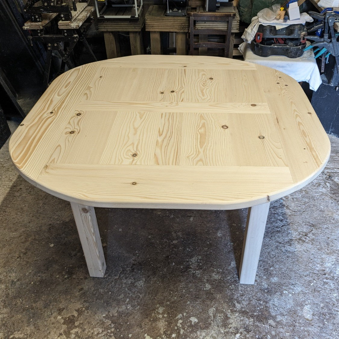 Dining table made from kiln dried scaffold boards