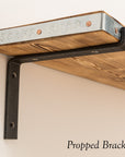 Reclaimed Rustic Radiator Picture Shelf Kit (165mm width) - Propped Bracket