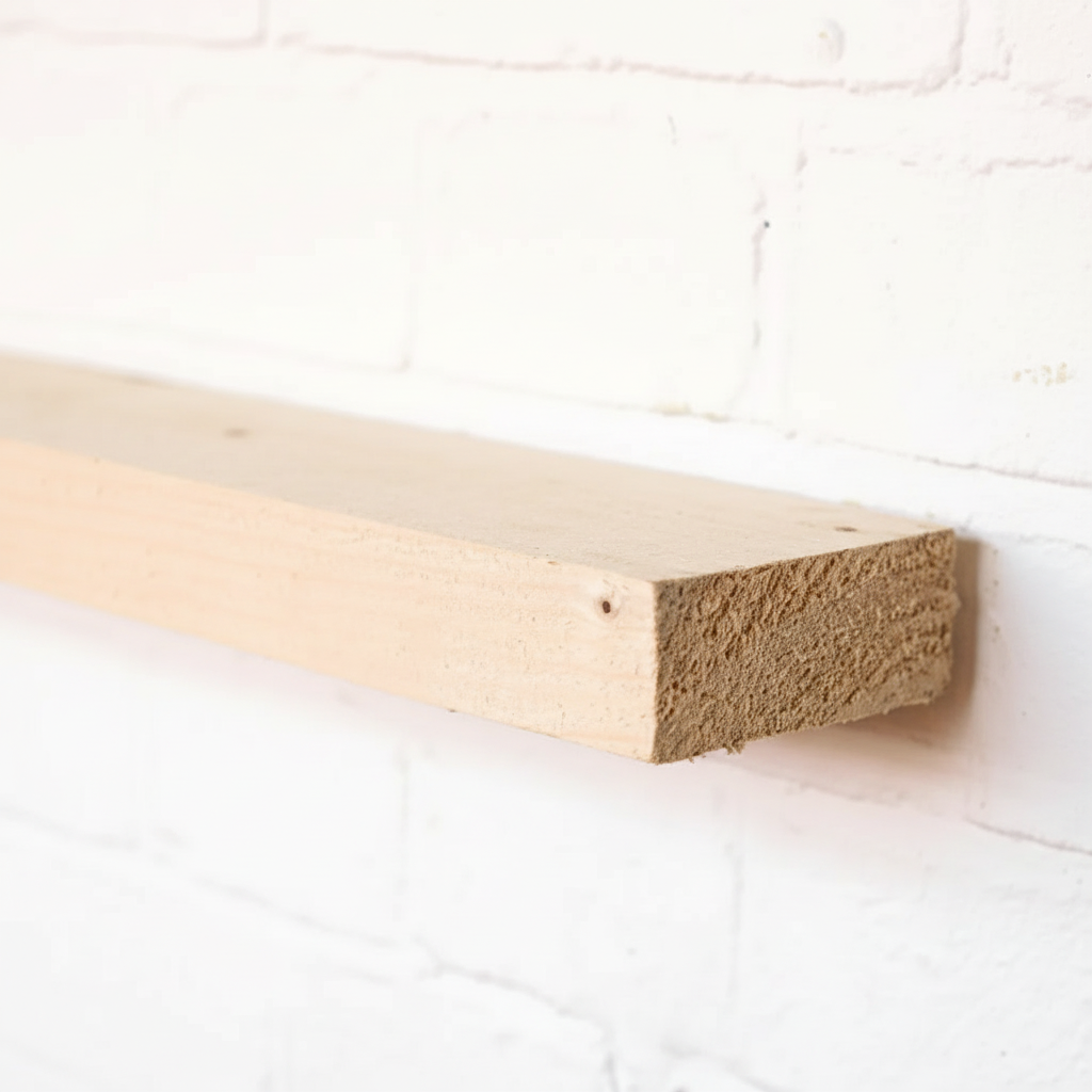 Wooden narrow scaffold board on a white background - unsanded
