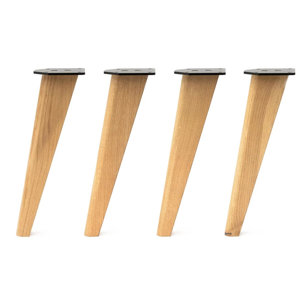 Set of 4 tapered oak legs to fit a low table or bench