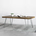 The 35cm (14inch) size hairpin leg on a coffee table and rug, with plant on top
