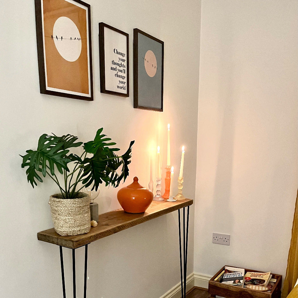 Reclaimed Scaffold Board Console Table Top and Legs Square End