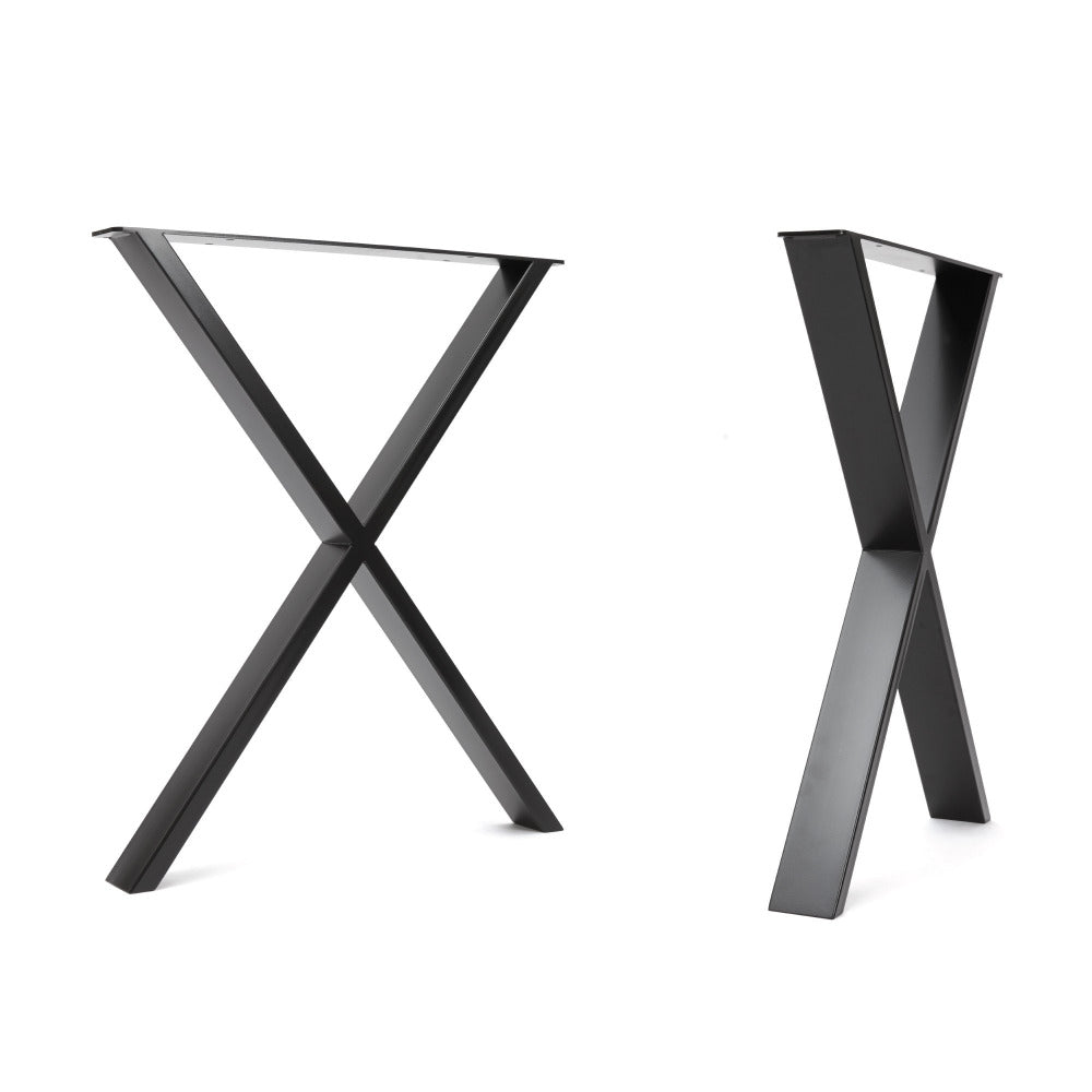 X frame chunky legs in black coated steel