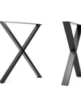 X frame chunky legs in black coated steel