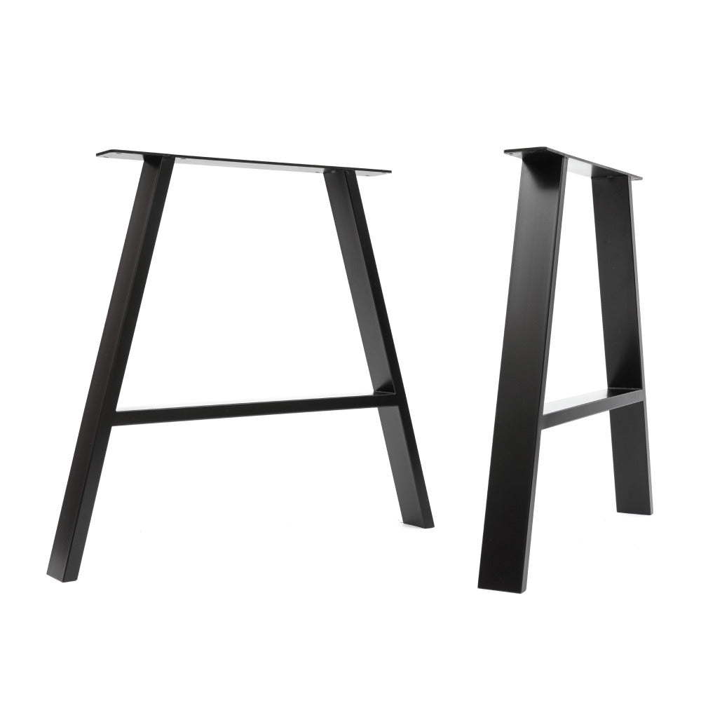 A shaped black coated steel table legs