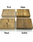 Danish Oil options in antique, natural and jacobean, for chunky aged timber