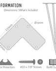 Dimensions diagram for 20cm 8 inch hairpin legs