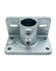 Scaffold tube base plate with anchor points and additional horizontal fixings