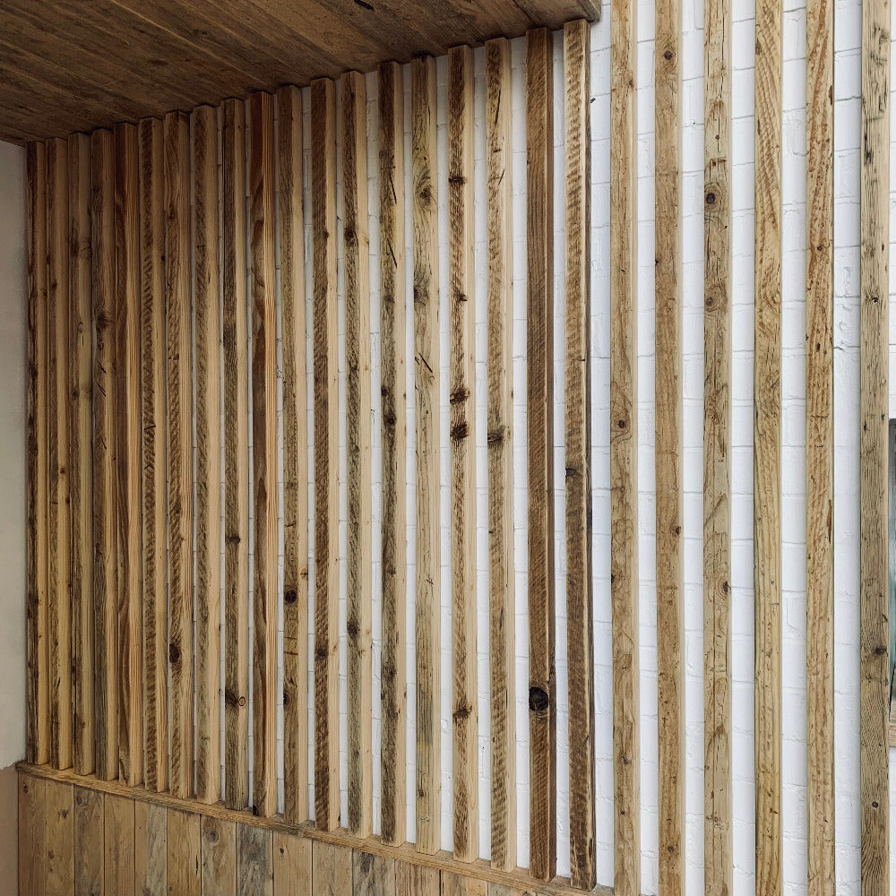 Batten scaffold boards on white backing