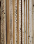 Hit and miss cladding made from reclaimed timber scaffold boards